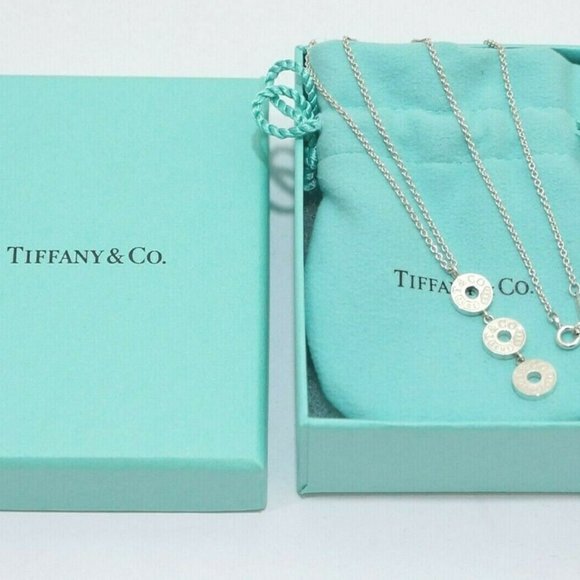 LIKE NEW!! Tiffany & Co. Sterling Silver Triple circle Drop Necklace - Picture 4 of 4